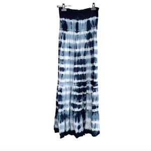 AERIE Tie Dye Cotton Blend Tube Midi Maxi Dress Blue White xs